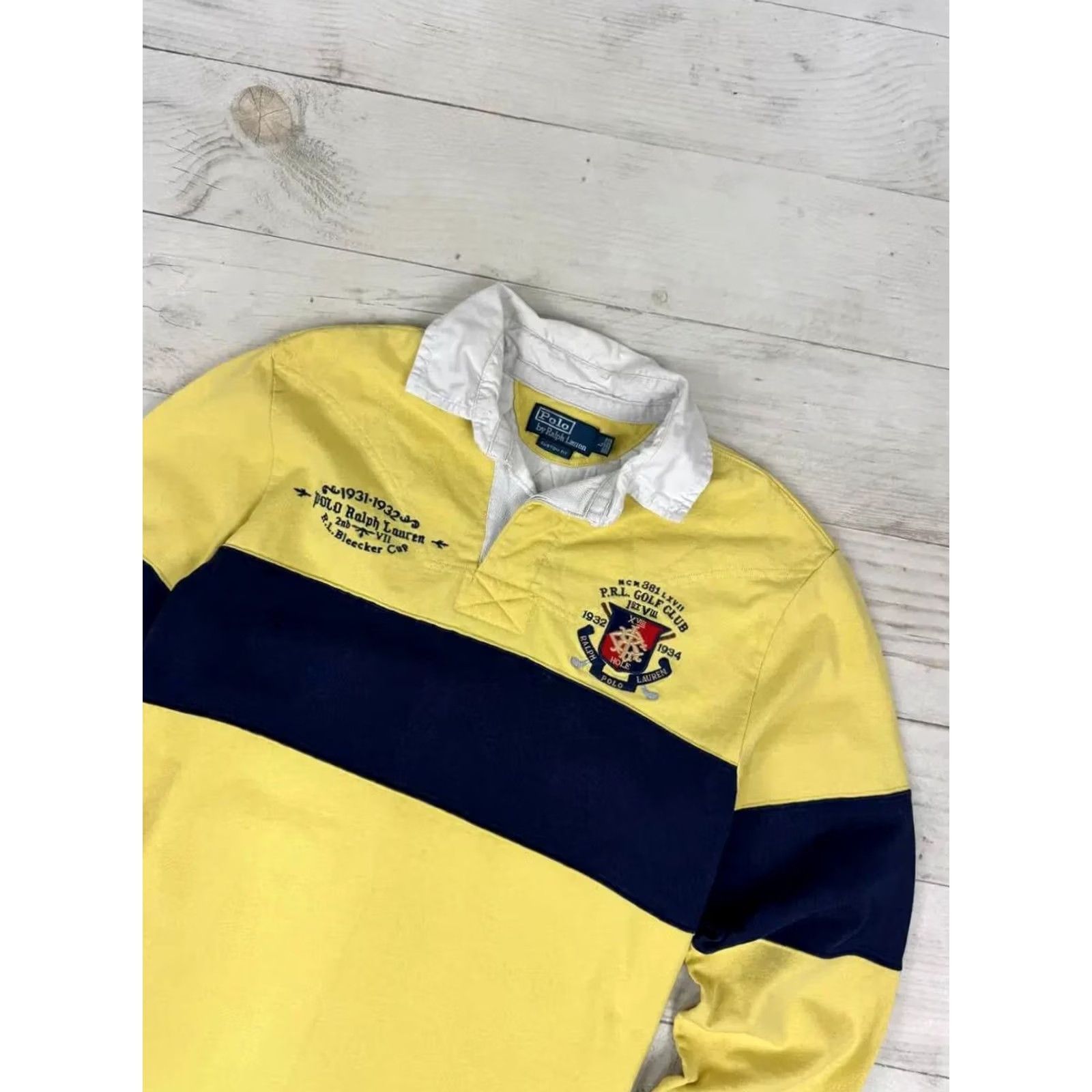 Polo Ralph Lauren VINTAGE Polo Ralph Lauren Rugby Striped Shirt Polo Shirt Men L Yellow Size US L / EU 52-54 / 3 - 2 Thumbnail