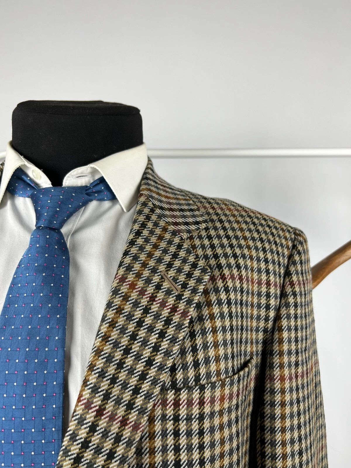 DAKS Daks London Signature Check Multicolor Tweed Blazer Jacket Size 44L - 3 Thumbnail