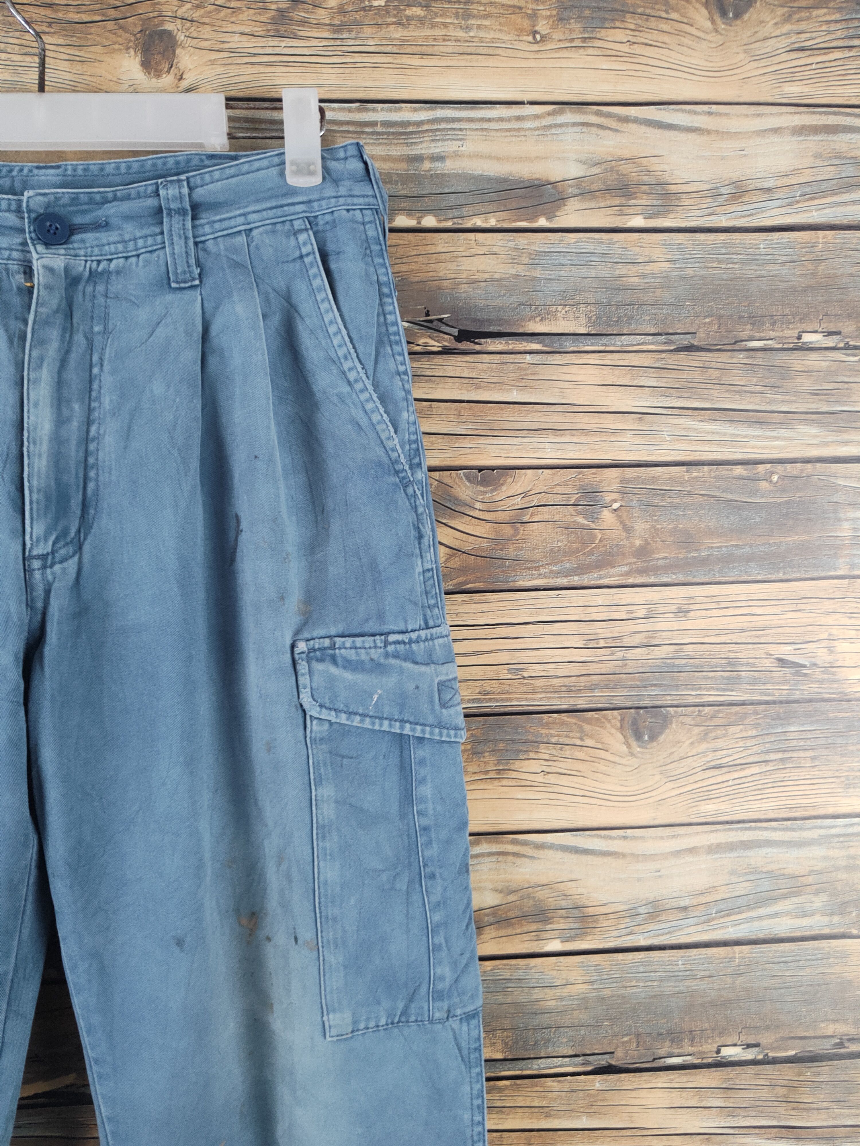 Japanese Brand N evolutions Blue Faded Multipocket Cargo Pants #W2186 Size US 30 / EU 46 - 5 Thumbnail