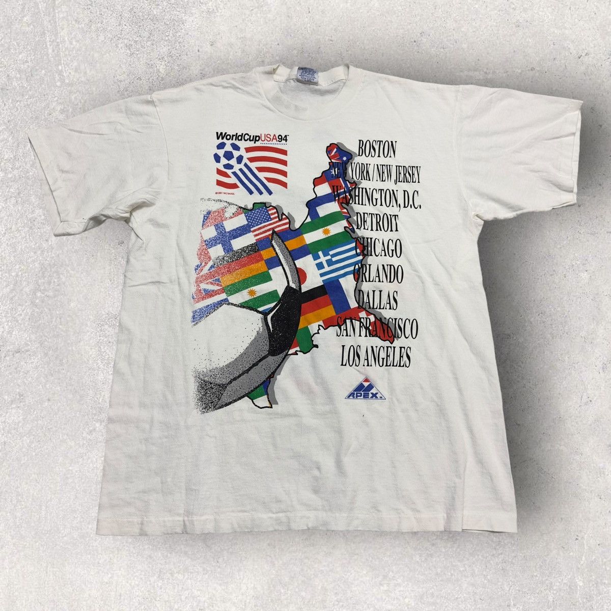 image of Apex One x Fifa World Cup Vintage 1994 Fifa World Cup Usa Tee in White, Men's (Size XL)