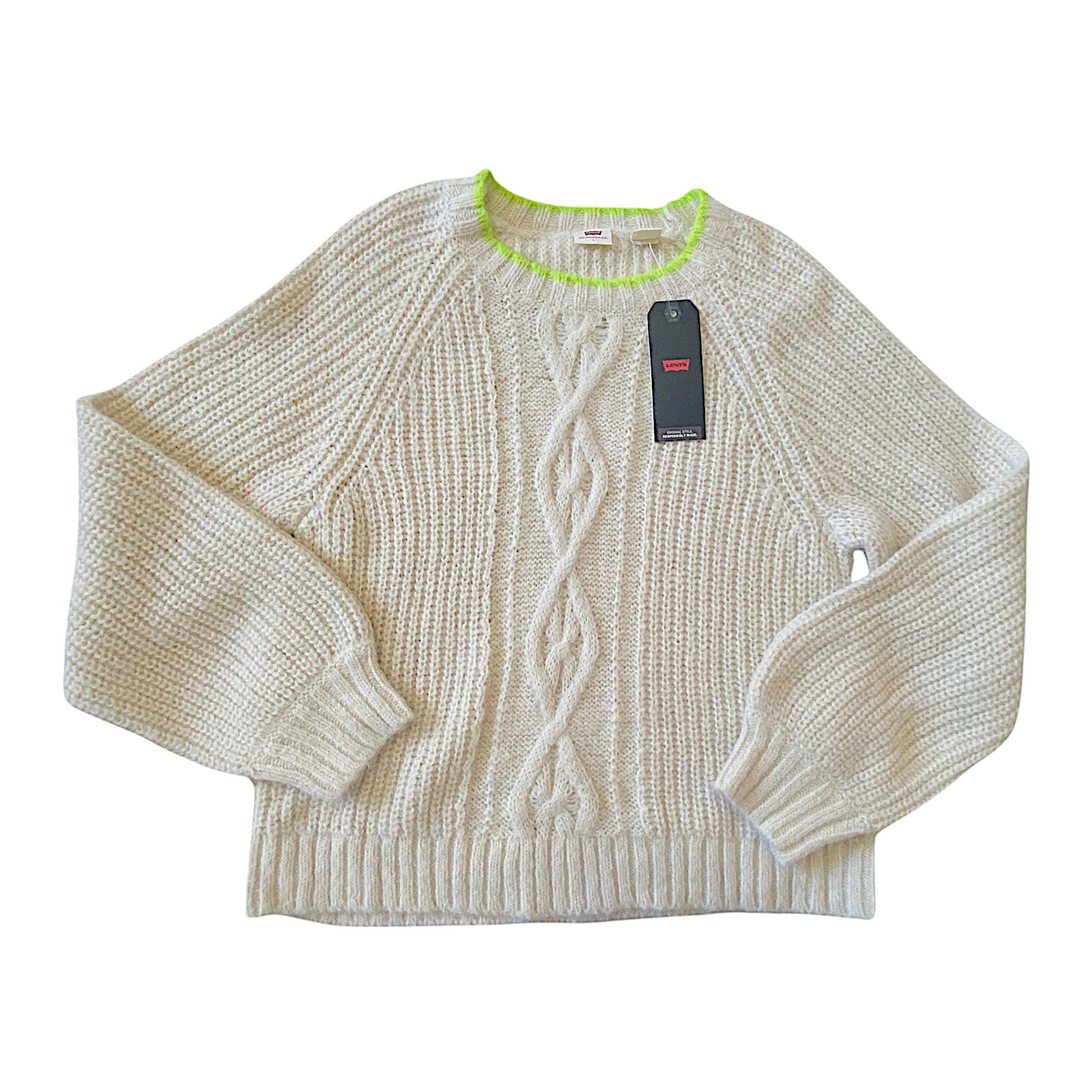 Levi's Levi's Ava Cable Knit Sweater in Almond Milk, L, NWT Size L / US 10 / IT 46 - 5 Thumbnail