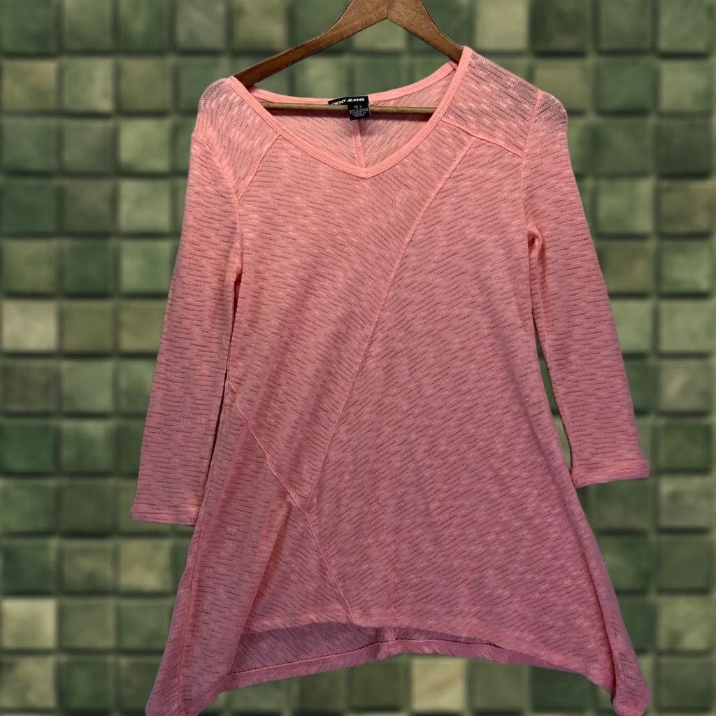 DKNY DKNY Women’s S Pink Sheer Woven Tunic 3/4 Sleeve Top Shirt -4070 Mens Womens Boys Girls Size S / US 4 / IT 40 - 1 Thumbnail