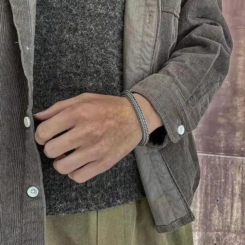 Jewelry × Vintage Hand-Woven Tide Bracelet Retro Style Size ONE SIZE - 2 Thumbnail