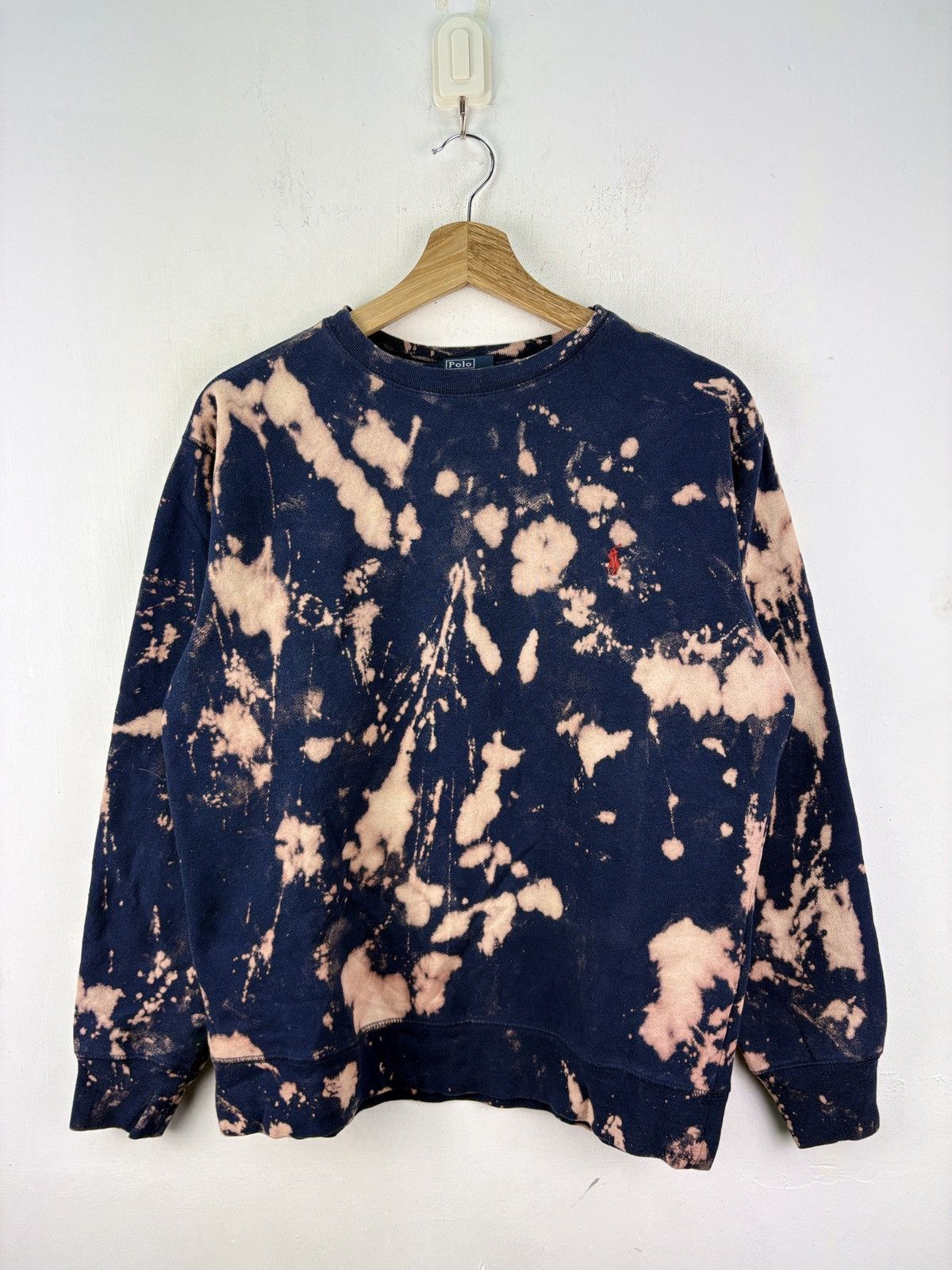 Polo Ralph Lauren Sweatshirt Tie Dye Bleach Acid Wash