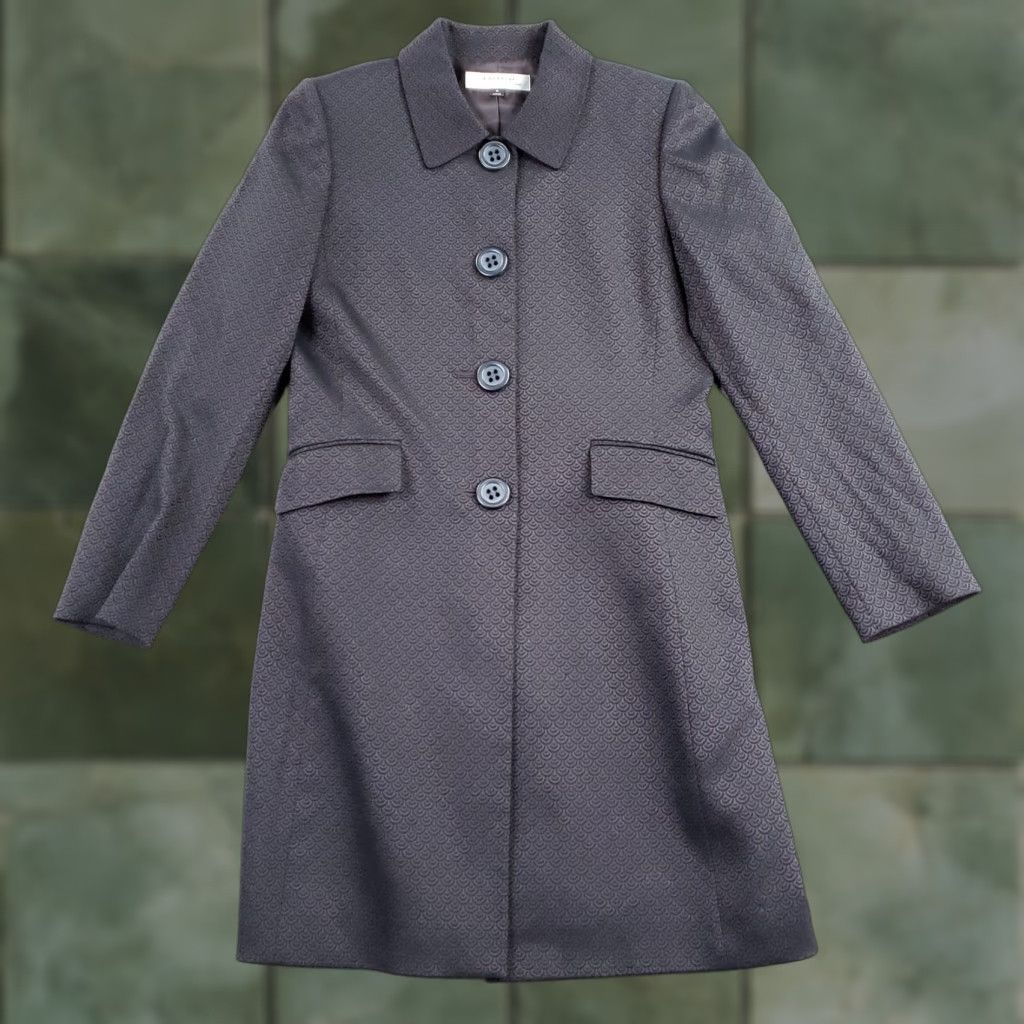 Vintage Tahari Arthur S. Levine Coat Womens 8 Brown Geometric Mid-Length Collared Button Size M / US 6-8 / IT 42-44 - 1 Thumbnail