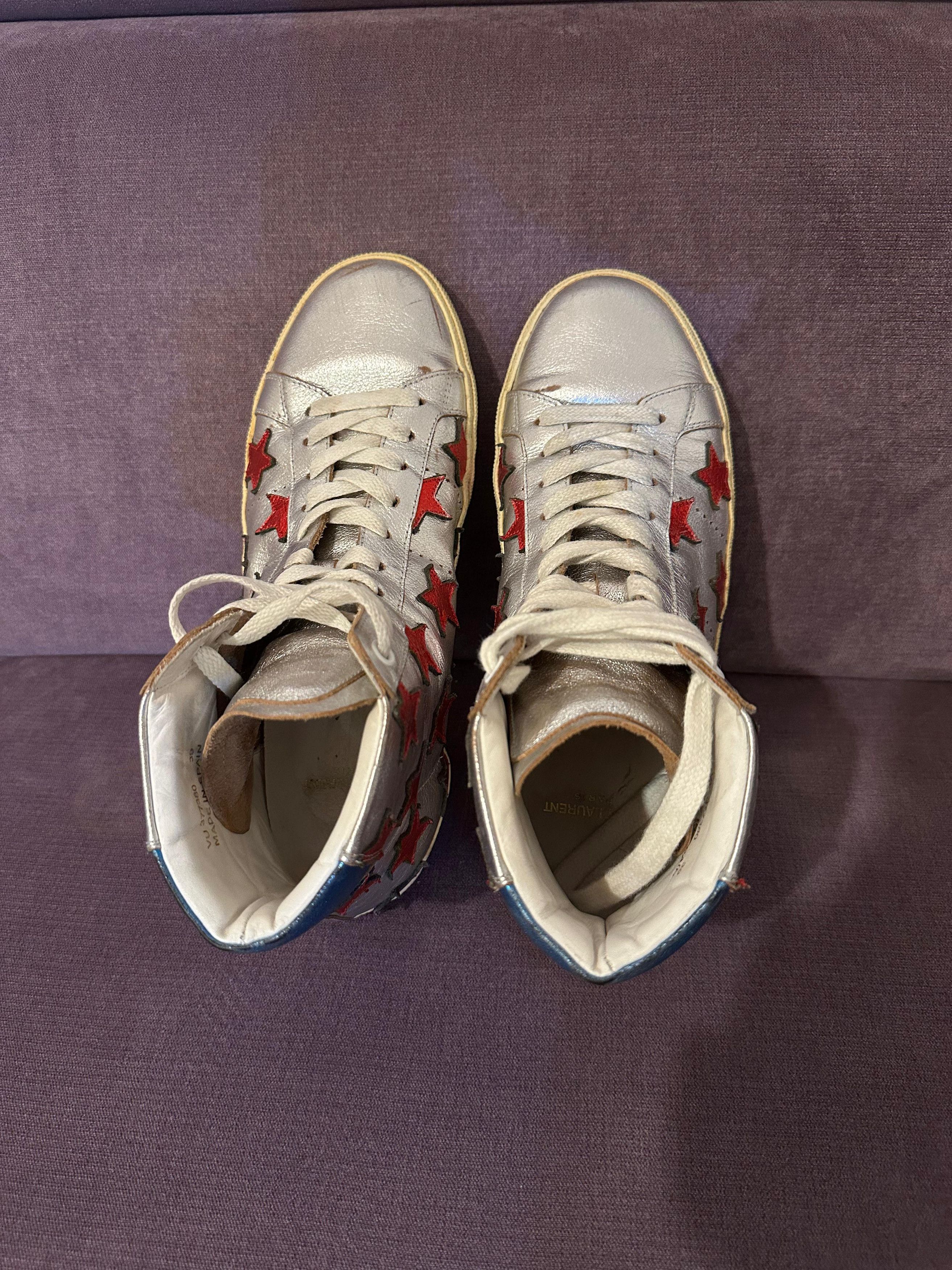 Saint Laurent Paris Saint Laurent SL6 High Court Metallic Stars sz 39 Size US 9 / IT 39 - 7 Thumbnail