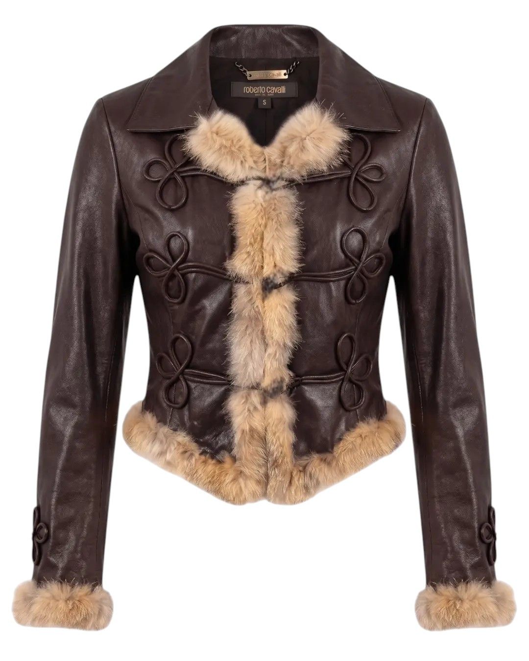 Roberto Cavalli REX RABBIT FUR NAPOLEON LEATHER JACKET Size S / US 4 / IT 40 - 1 Thumbnail
