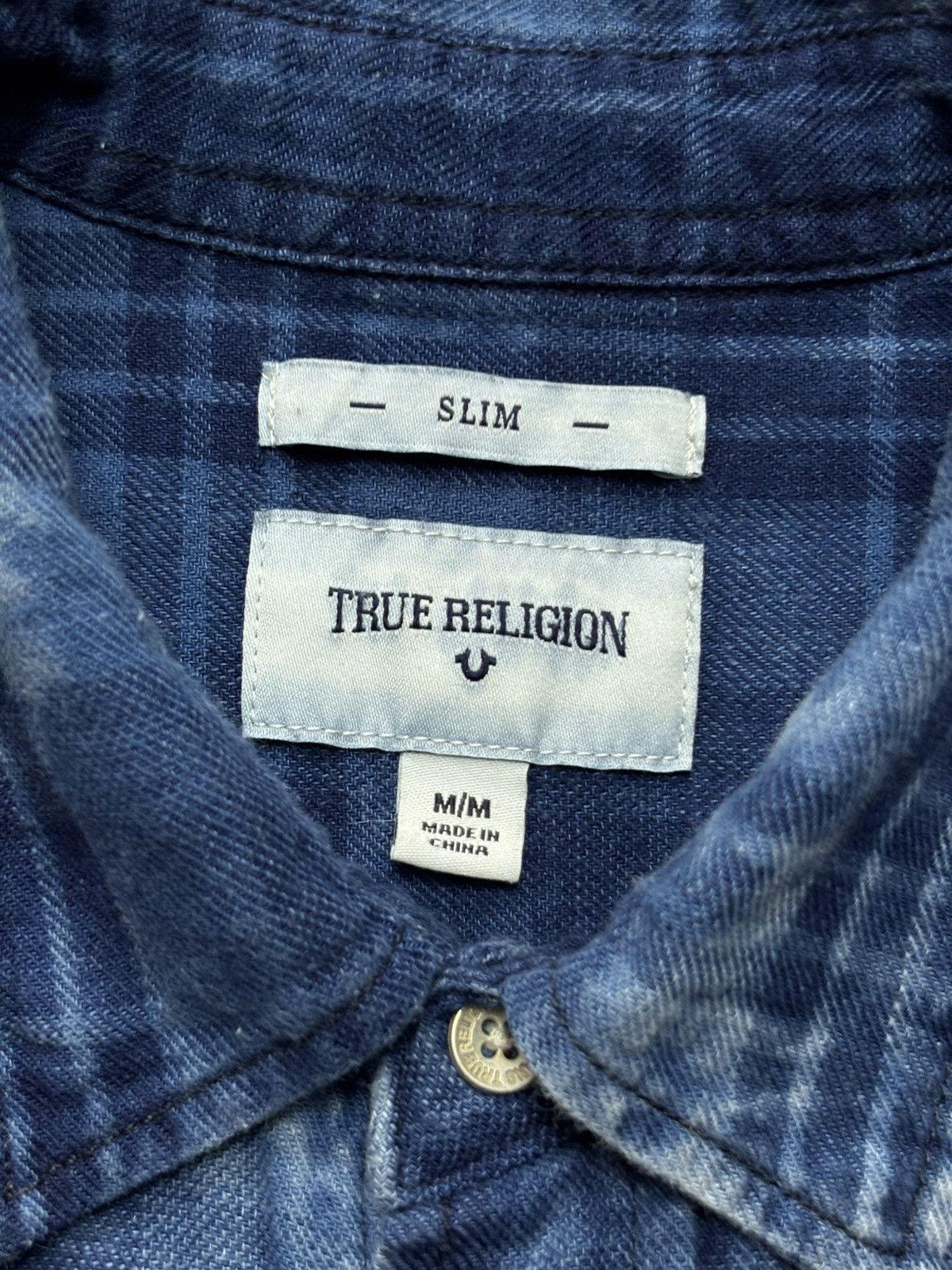 True Religion True Religion Acid Wash Navy Plaid Short Sleeve Shirt Mens M Size US M / EU 48-50 / 2 - 8 Thumbnail