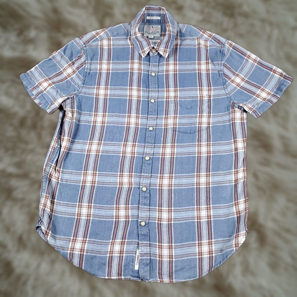Lucky Brand VINTAGE Lucky Brand Shirt Men Medium Blue Striped Casual Button-Up Size US M / EU 48-50 / 2 - 1 Thumbnail