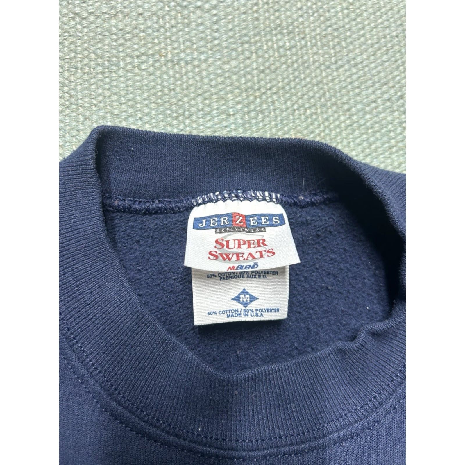 Jerzees VINTAGE Jerzees Sweatshirt Navy Blue Crewneck Adult M Long Sleeve Pullover Mens Urban Crewneck Sweatshirt Blue Jerzees Super Sweat Size US M / EU 48-50 / 2 - 4 Thumbnail