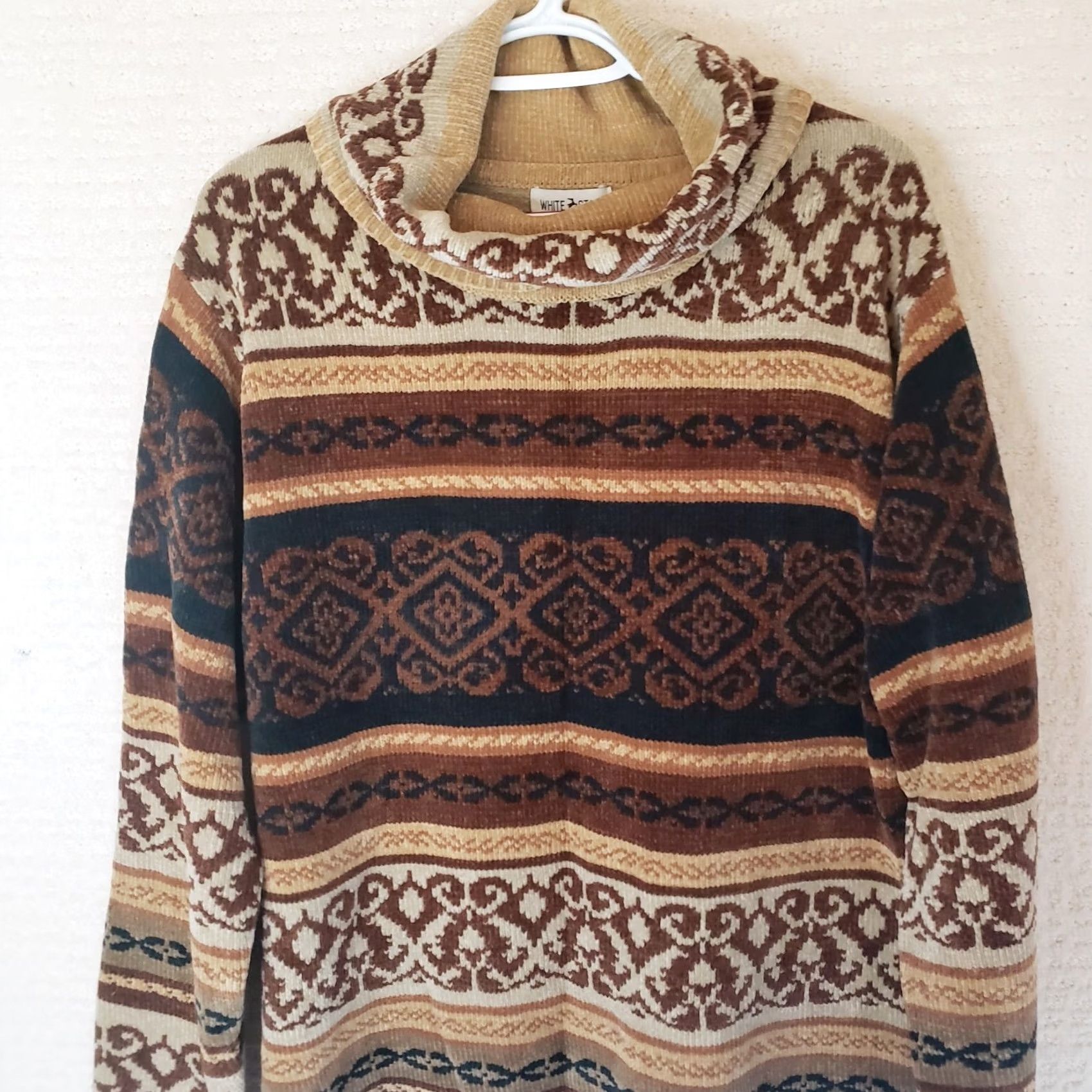 Vintage VINTAGE White Stag Womens XL Sweater Brown Aztec Southwest Boho Cowl N. Fringe Size XL / US 12-14 / IT 48-50 - 2 Thumbnail