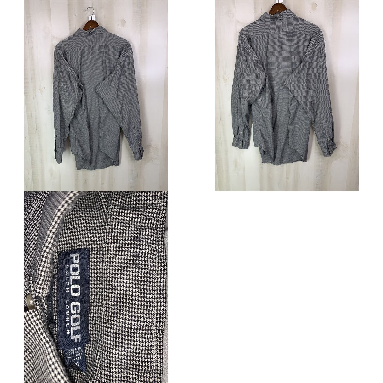 Vintage Vintage Polo Golf Polo Shirt Mens XL Black White Houndstooth Button Front Oxford 100% Cotton Size US XL / EU 56 / 4 - 8 Thumbnail