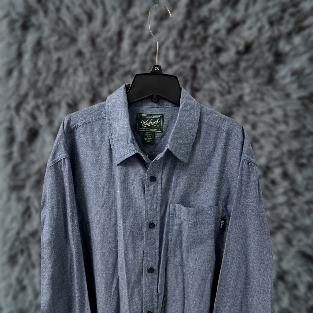 Vintage VINTAGE Woolrich Shirt Mens XL Blue Herringbone 100% Organic Cotton Button Down L/S Size US XL / EU 56 / 4 - 1 Thumbnail