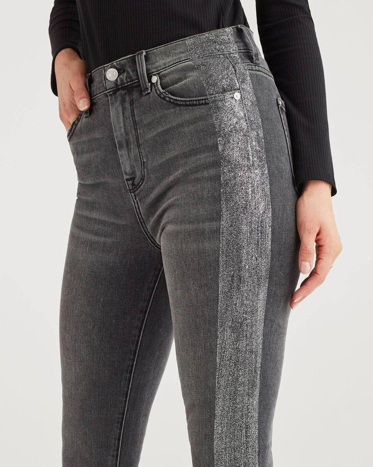 7 For All Mankind 7 For All Mankind Skinny Metallic Glitter Stripe 26 Size 26" / US 2 / IT 38 - 1 Thumbnail
