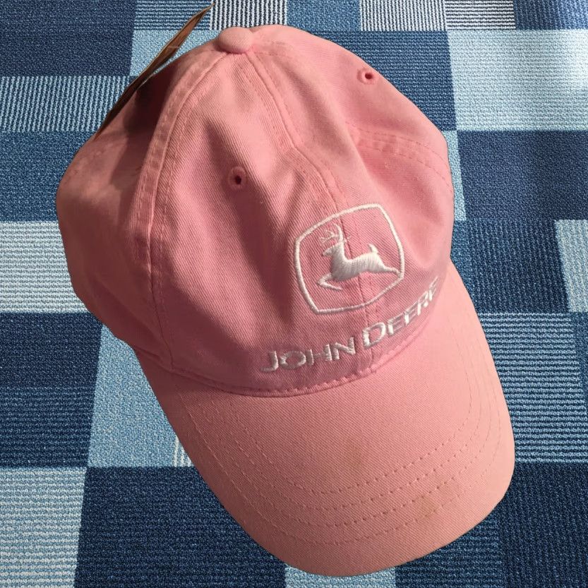 John Deere John Deere Hat Baseball Cap Trucker Adjustable Pink Logo Embroidered White John Deere Unisex Adults One Size Size ONE SIZE - 1 Thumbnail