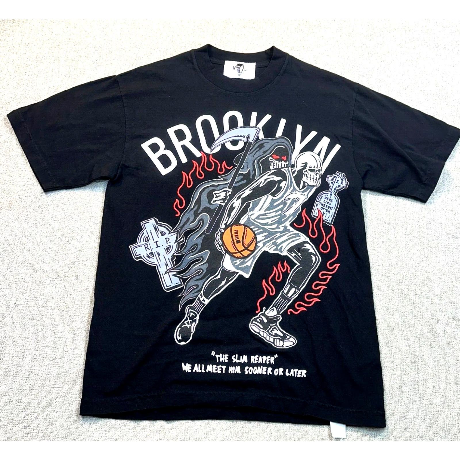 Warren Lotas Warren Lotus Brooklyn Nets Authentic Slim Reaper KD Rare T-Shirt Men’s S Multicolor Graphic Print Short Sleeve NBA Grim Reaper Streetwear Size US S / EU 44-46 / 1 - 2 Thumbnail