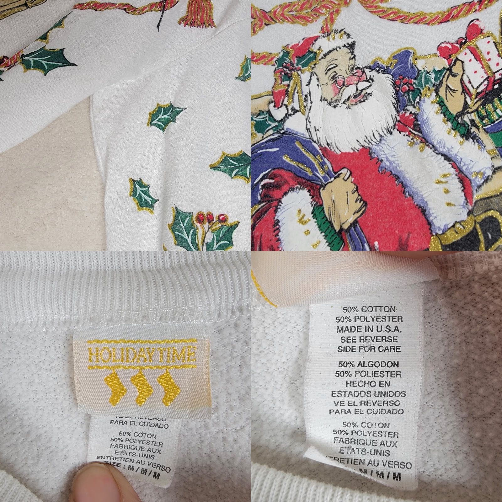 Vintage VINTAGE Holiday Time Ivory Flawed Ugly Christmas Sweater Pullover Embroidered Women M Wool? Cotton Blend Size M / US 6-8 / IT 42-44 - 9 Thumbnail