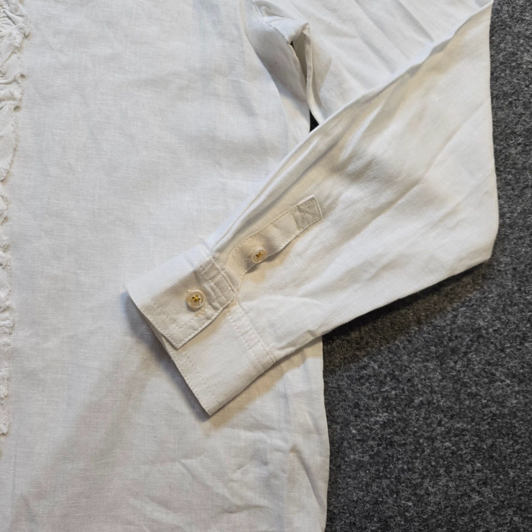 Vintage Pilcro Womens Button-Up Linen White Ruffle Front Casual Shirt Size M Spring Bohemian Womens Size M / US 6-8 / IT 42-44 - 3 Thumbnail