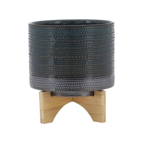 Designer × Homemade 8" DOTTED PLANTER W/ WOOD STAND, GREEN Size US L / EU 52-54 / 3 - 2 Thumbnail