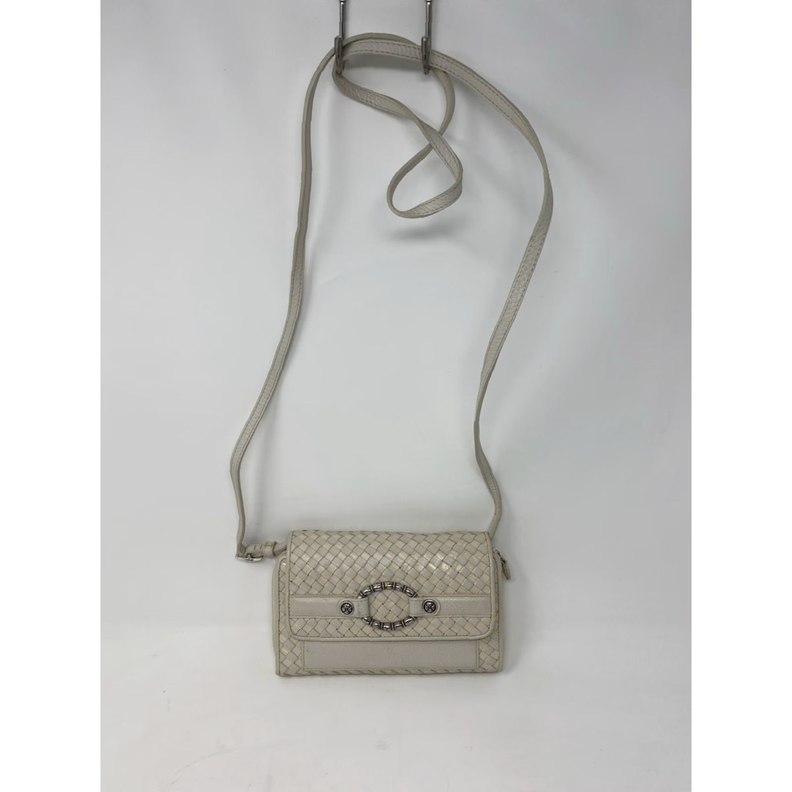 Brighton VINTAGE Brighton Crossbody Bag Cream Woven Organizer Purse 90s Small Womens Bag Size ONE SIZE - 2 Thumbnail
