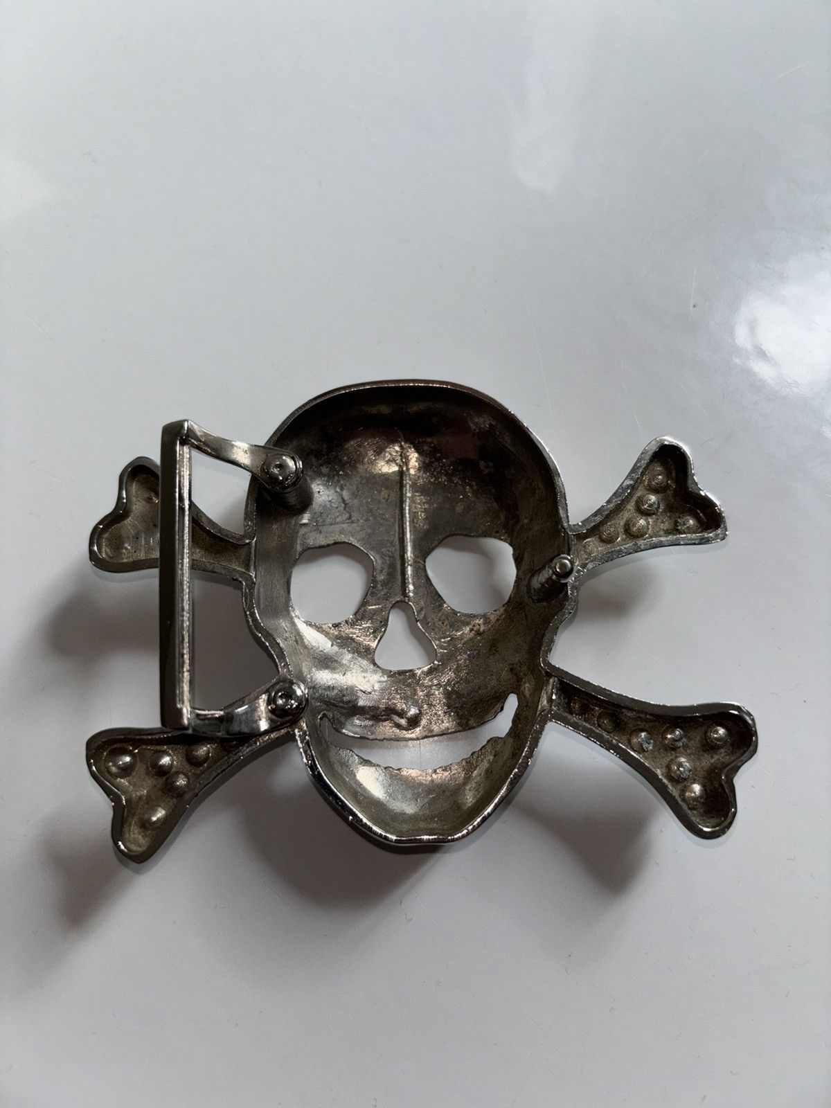 Vintage Skull and Cross Belt Buckle with CZ Stones Size ONE SIZE - 3 Thumbnail