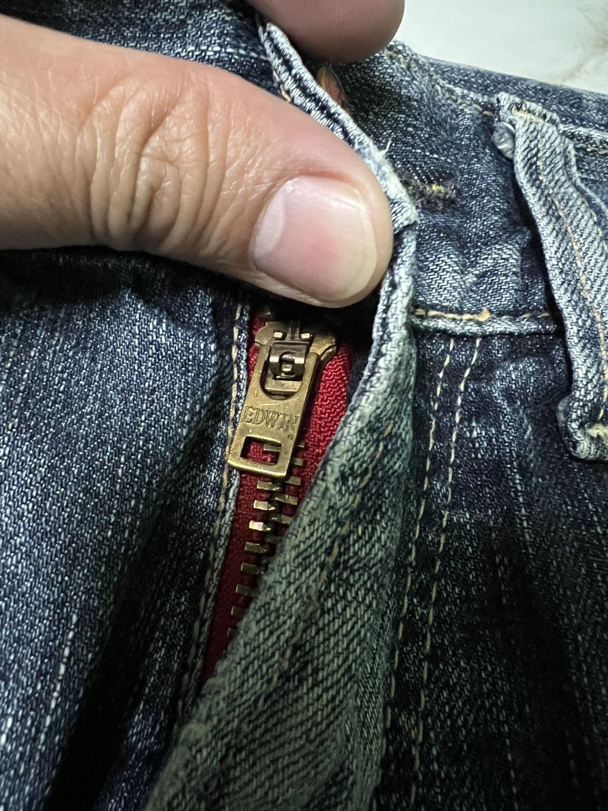 Edwin × If Six Was Nine × Japanese Brand VINTAGE EDWIN 503 BLUE TRIP DISTRESS JEAN Size US 31 - 17 Thumbnail