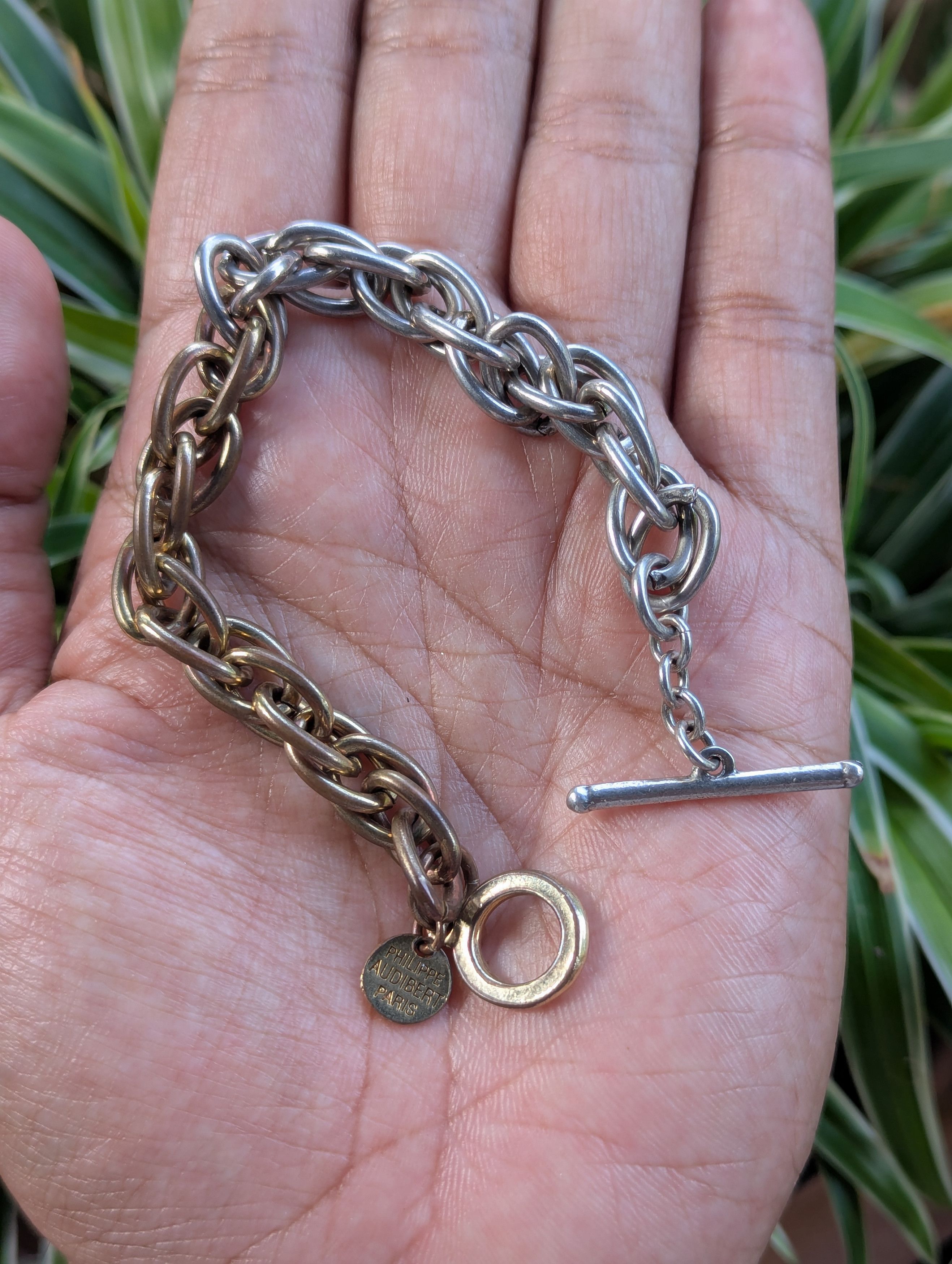 Philippe Audibert Paris Twist Rope Chain Bracelet 2 Tone