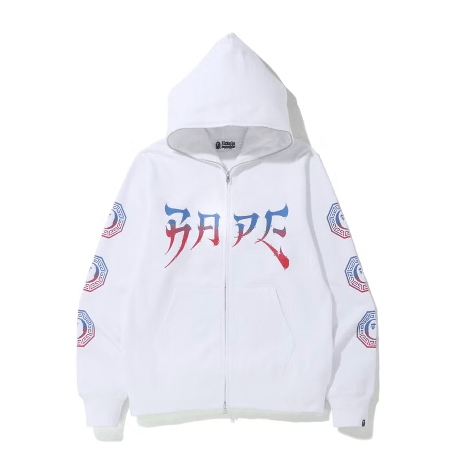 image of Bape Swarovski Graphic Full Zip Hooded Sweatshirt White, Men's (Size XL)