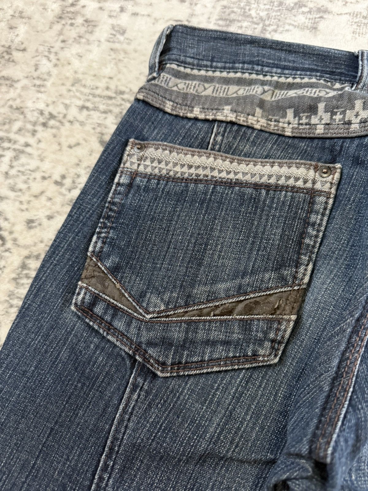 Japanese Brand Hideaways Nicole Japan Paneled Aztec Jeans Size US 30 / EU 46 - 20 Thumbnail