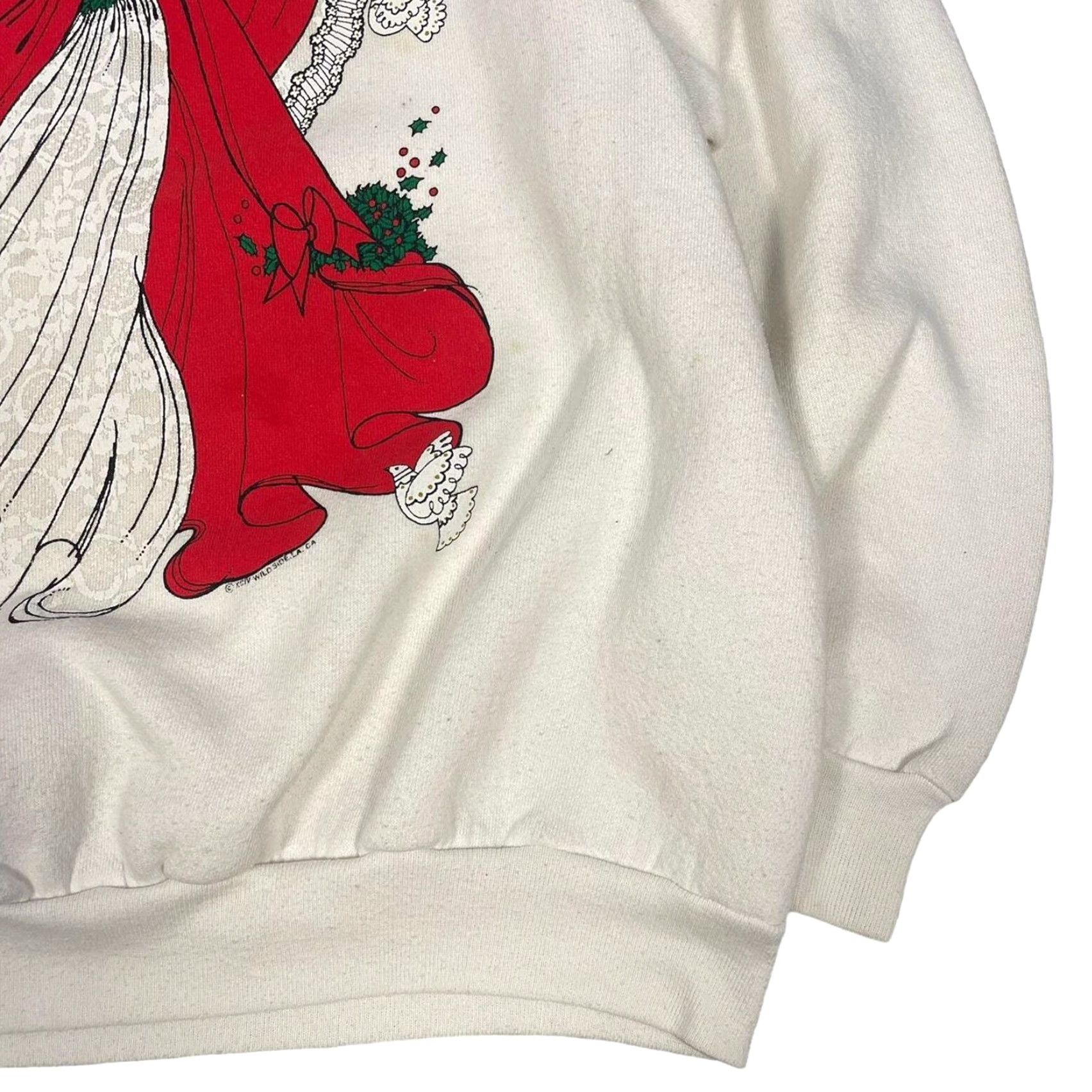 Tultex VINTAGE Sweatshirt Mens Large Angel Christmas Tultex Crewneck 90s Red and White Size US L / EU 52-54 / 3 - 2 Thumbnail