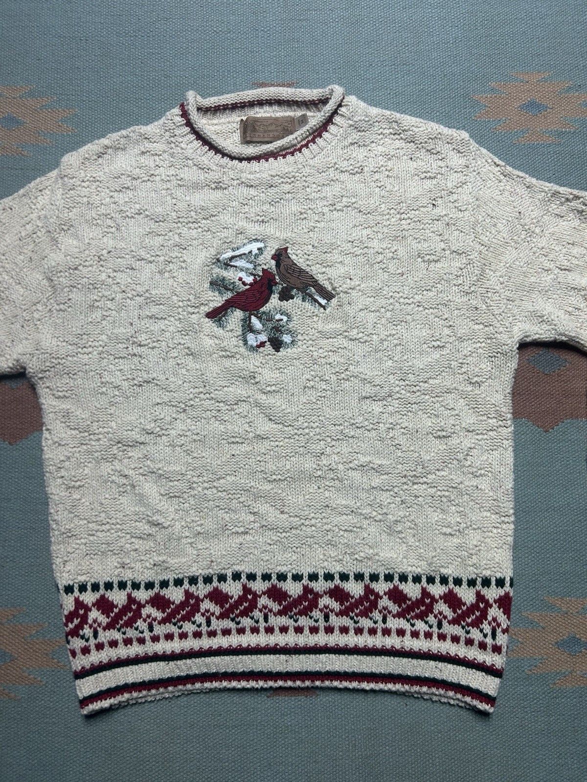 Vintage Vtg cotton knit sweater Shenandoah cardinal bird embroider M Size M / US 6-8 / IT 42-44 - 2 Thumbnail