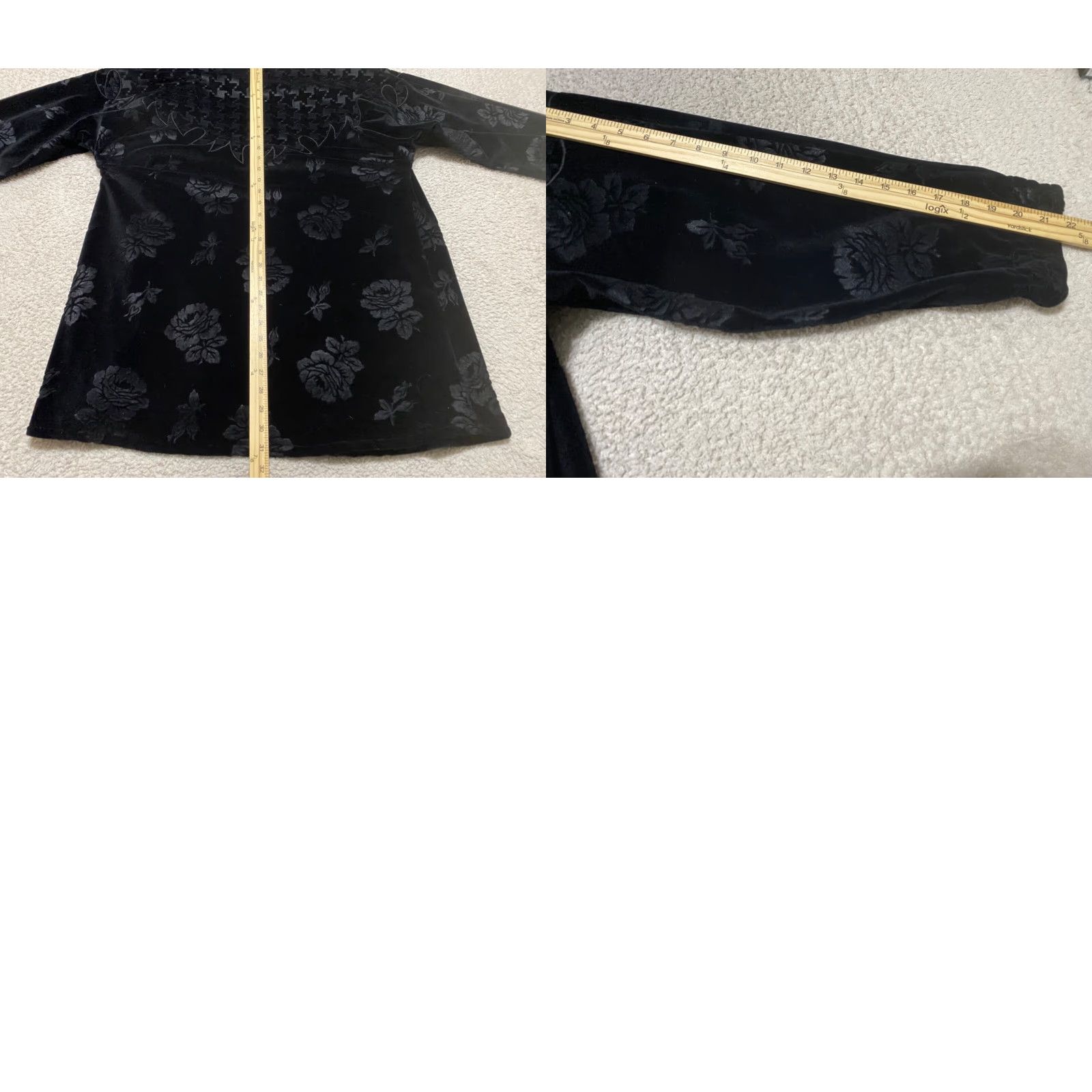 Velvet VINTAGE Diane Freis Womens Large Jacket Black Floral Velvet Burnout Open Front Jacket Size L / US 10 / IT 46 - 8 Thumbnail