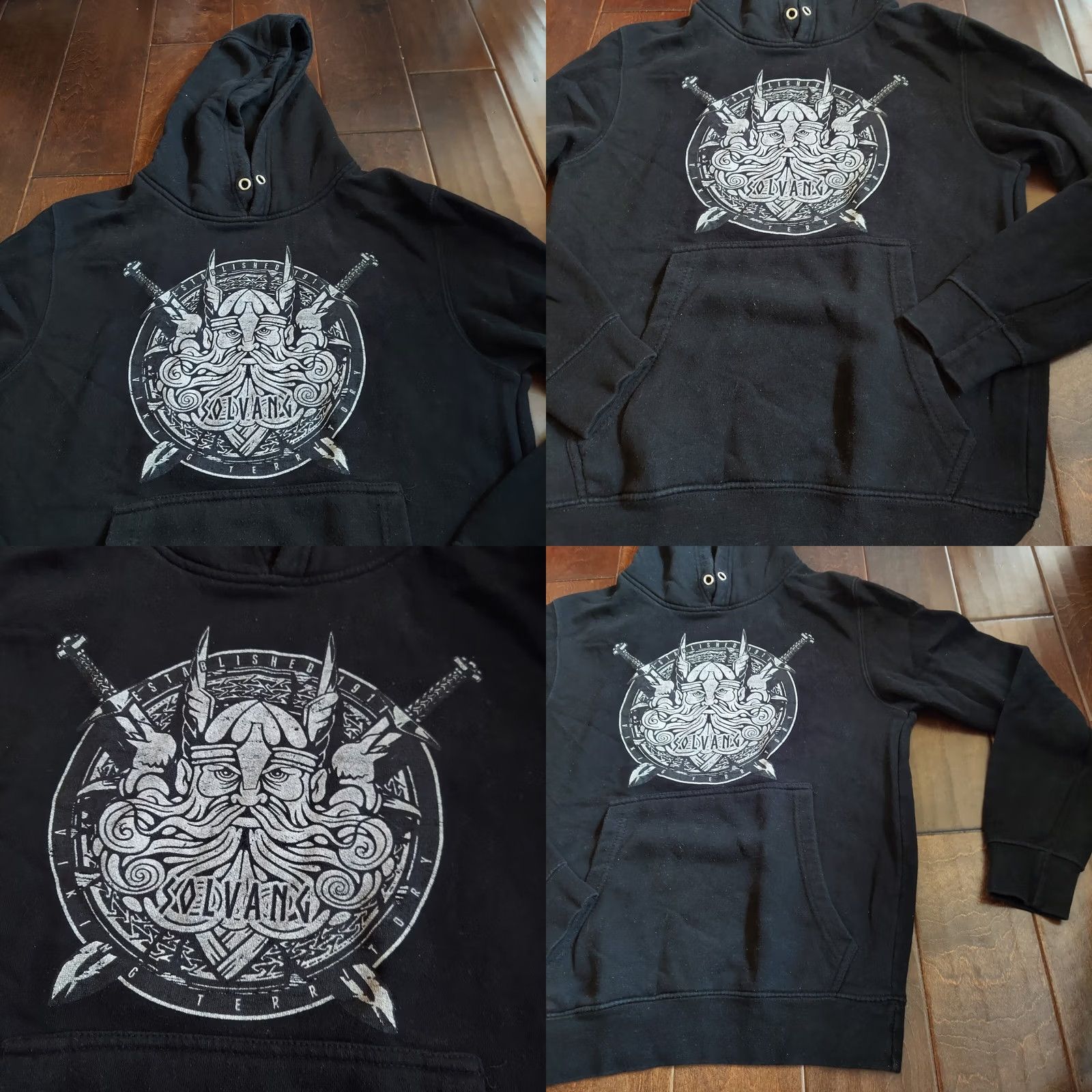 Vintage VINTAGE Lane Seven Solvang Viking Hoodie Mens Shirt S Black Polyester Cotton Pullover Hooded Crew Neck Winter Fall B801 Size US S / EU 44-46 / 1 - 8 Thumbnail