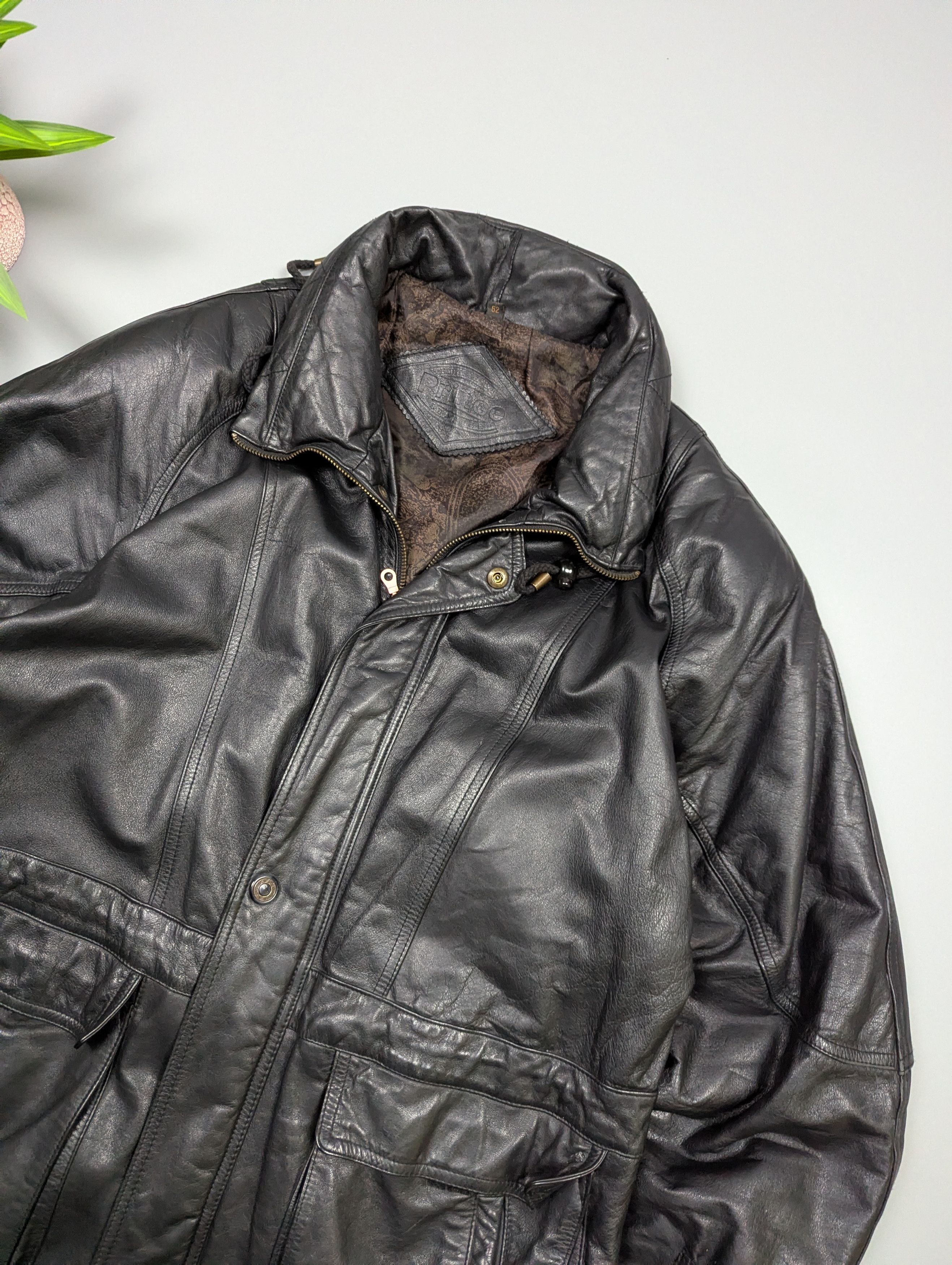 Vintage Vintage PRINCE Heavy Black Leather Multi-Pocket Jacket Size US L / EU 52-54 / 3 - 3 Thumbnail