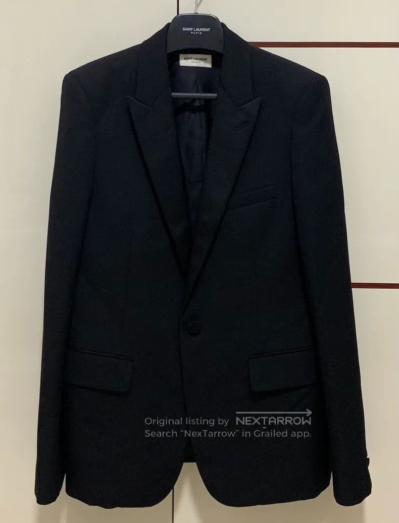 Saint Laurent Paris Saint Laurent Paris Black Peak Lapel Smoking Suit Size US M / EU 48-50 / 2 - 1 Thumbnail
