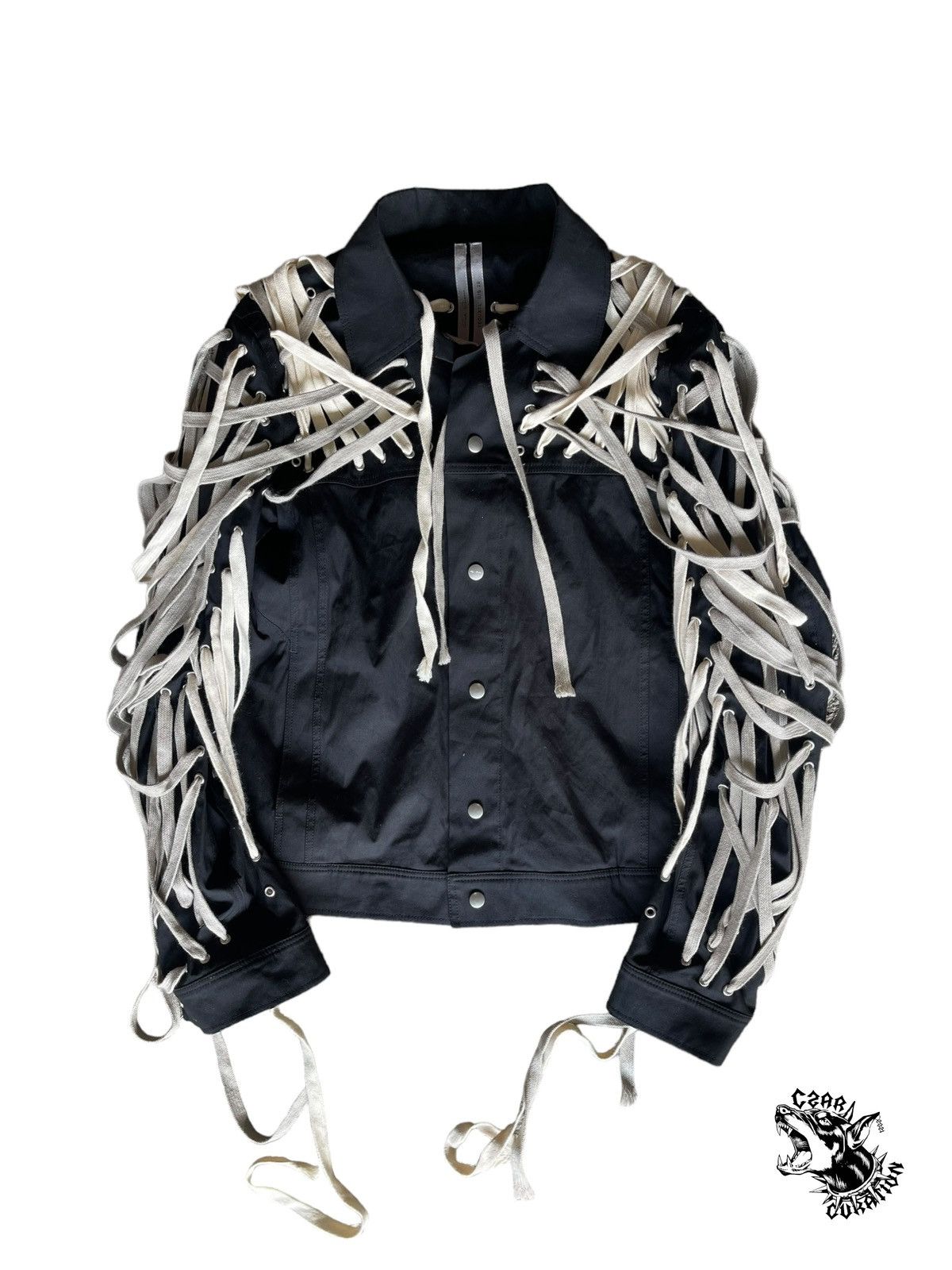 p*z様 【希少】Rick Owens megalace jacket 46 SS2020 Rick Owens Megalaced Tecuatl Black Trucker Jacket