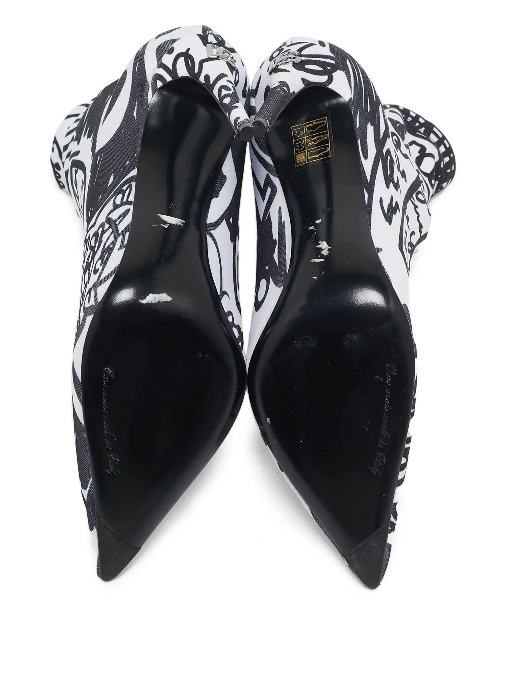 Dolce & Gabbana o1y0825 Spike Heel Ankle Boots in White/Black Size US 4 / IT 34 - 4 Thumbnail