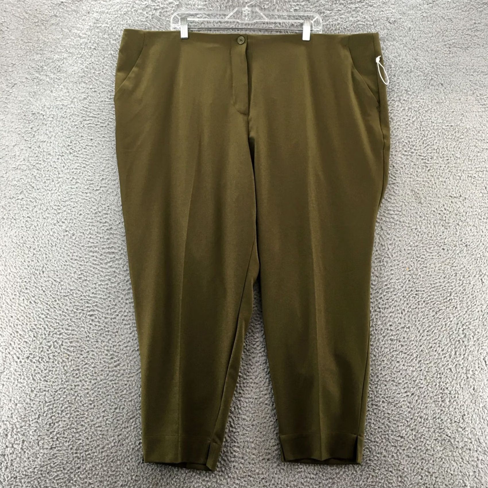 Worthington Worthington Womens 24W Plus Green Straight Leg Ankle Pants High Rise Zip Fly NEW Size 34" / US 12 / IT 48 - 2 Thumbnail