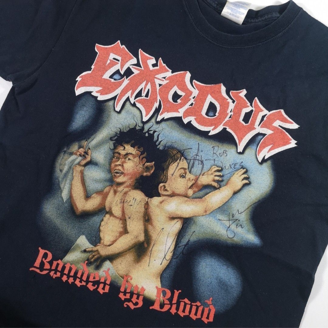 image of Band Tees x Tee Shirt T Shirt Exodus Bonded By Blood Signed in Black, Men's (Size Medium)