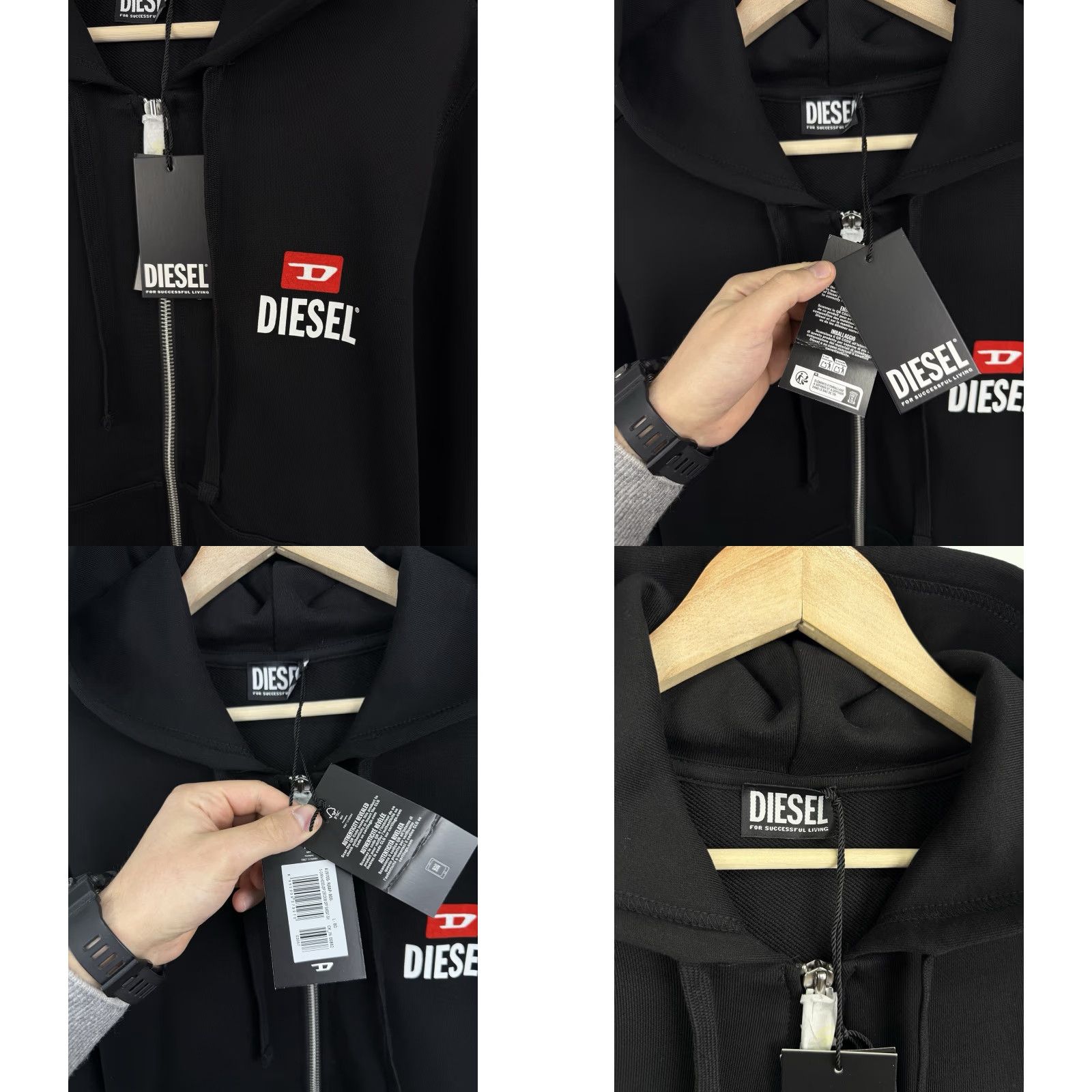 Diesel Diesel Full Zip Hoodie Black For Successful Living Y2K L Mens Black Size US L / EU 52-54 / 3 - 8 Thumbnail