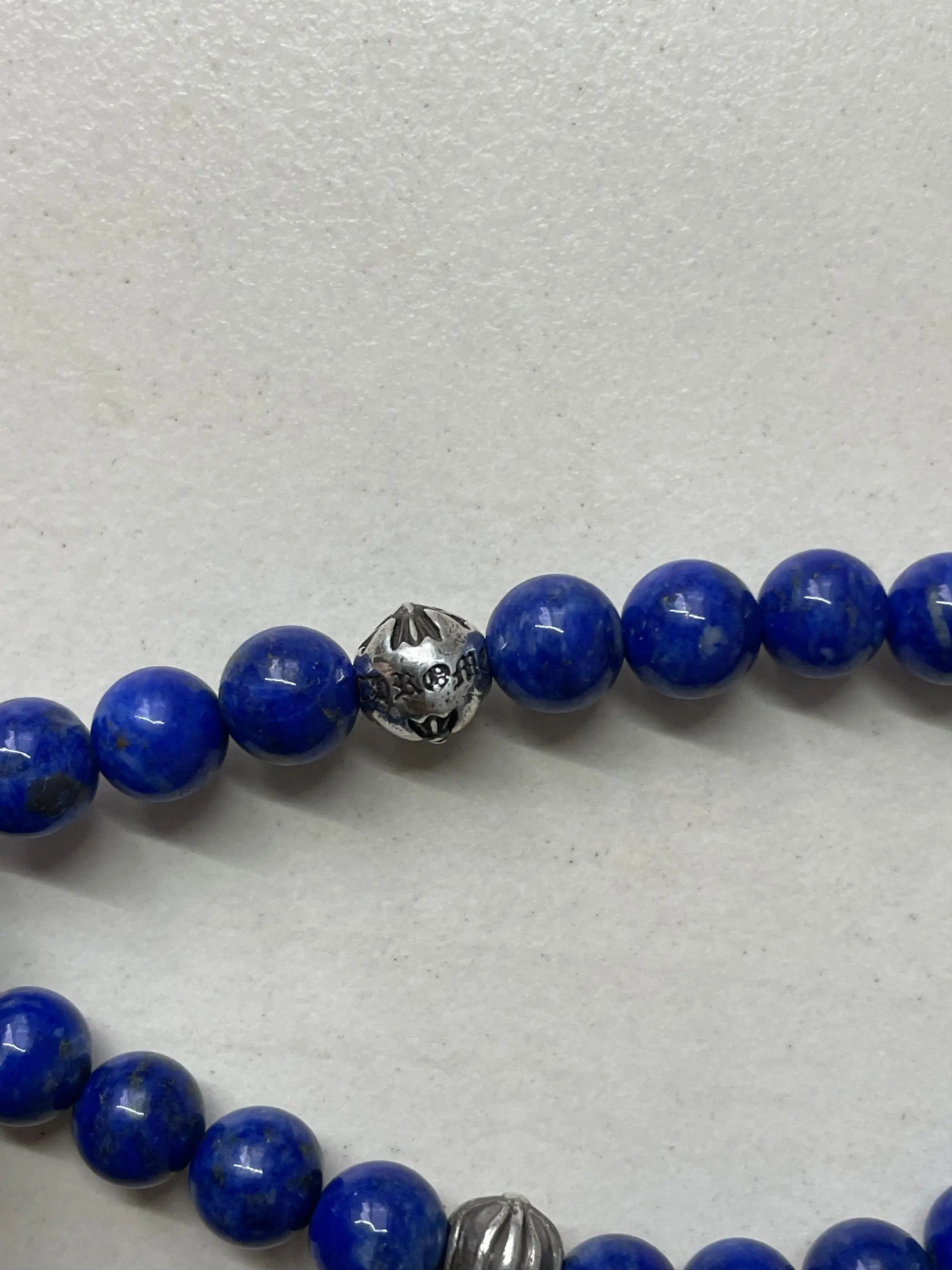 Chrome Hearts Chrome Hearts 6mm Blue Silver Cross Ball Beaded Bracelet Size ONE SIZE - 5 Thumbnail