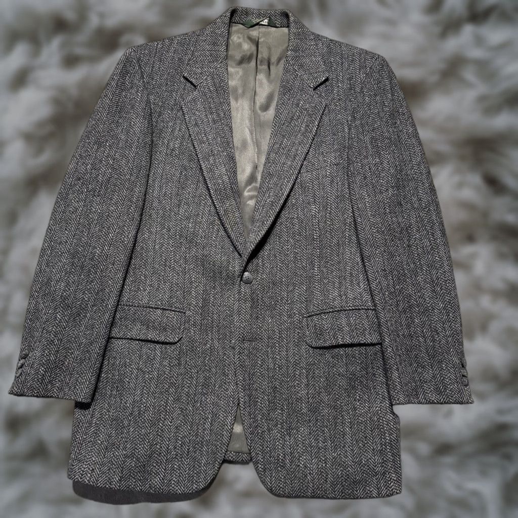 Harris Tweed VINTAGE Harris Tweed Sport Coat Men 40 Long Herringbone Blazer Wool Jacket Size 40R - 1 Thumbnail