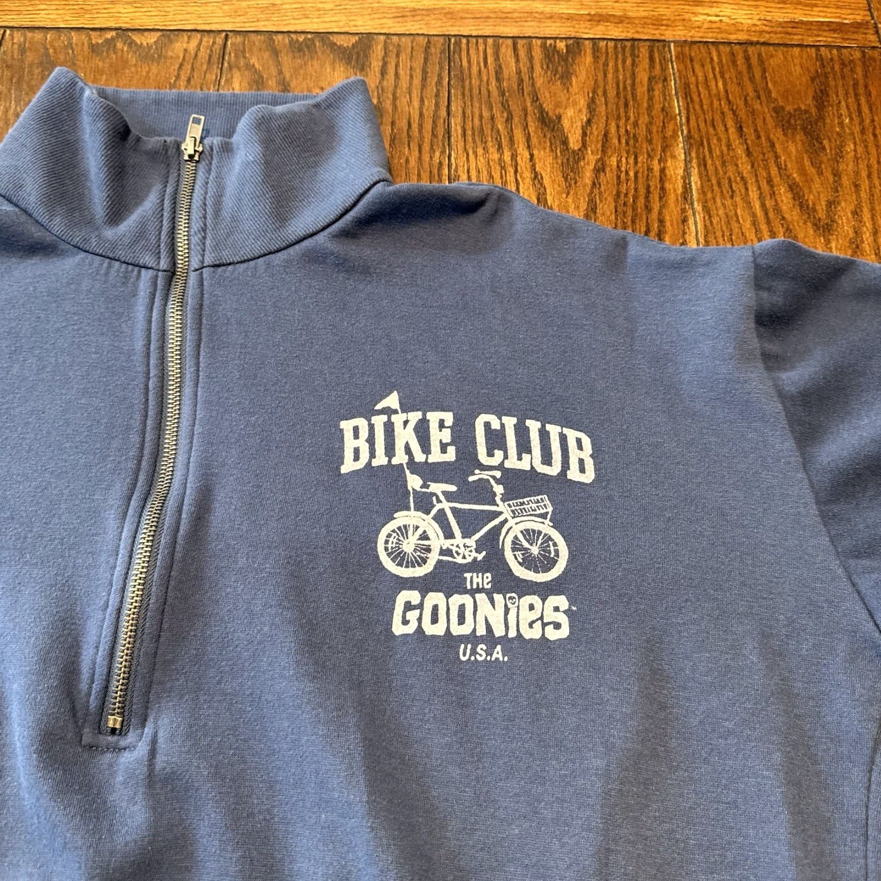 Logo 7 The Goonies Logo Sweatshirt Mens Blue Size M Pullover Knit Heavy Blend 1/4 Zip Mock Neck Logo Bike Club USA Official Size US M / EU 48-50 / 2 - 3 Thumbnail