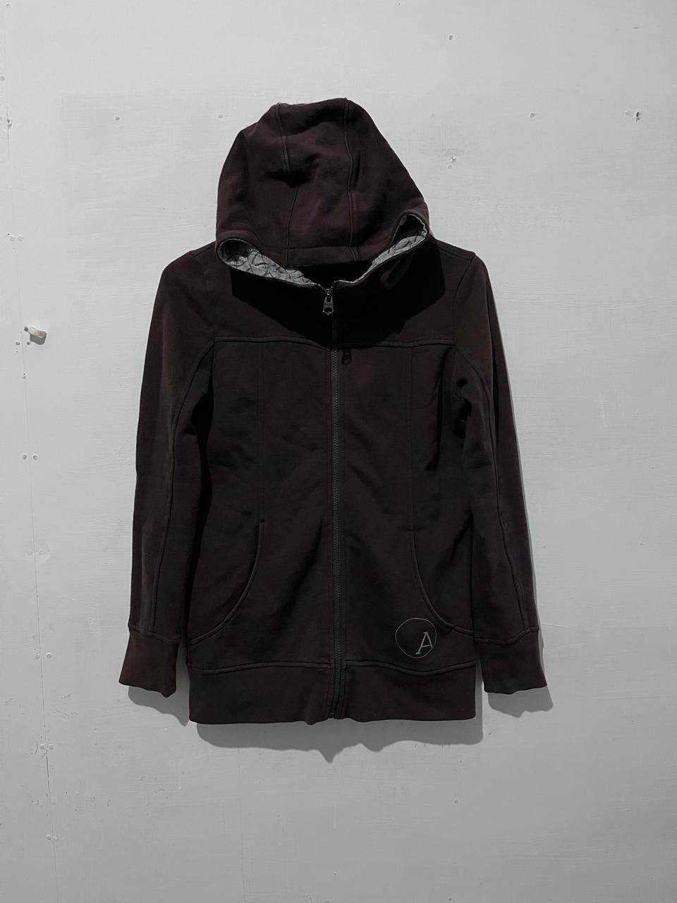 Japanese Brand Hoodie Zip-Up Dark Brown Maze Print Hood Lining Size US M / EU 48-50 / 2 - 2 Thumbnail
