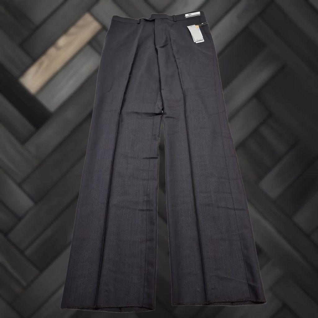 Vintage Montefino Dress Pants Mens 36x36 Black Wool Flat Front Unhemmed Super 120's NWT Size US 36 / EU 52 - 1 Thumbnail