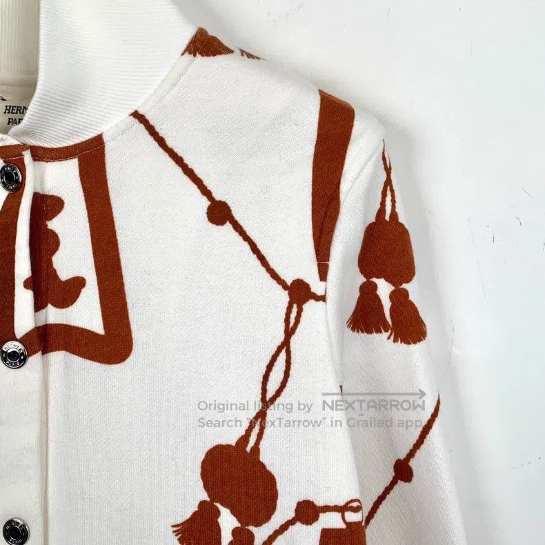 Hermes Hermes White Lantern Print Cotton Stand Collar Zipper Jack Size XXS / US 00 / IT 34 - 3 Thumbnail