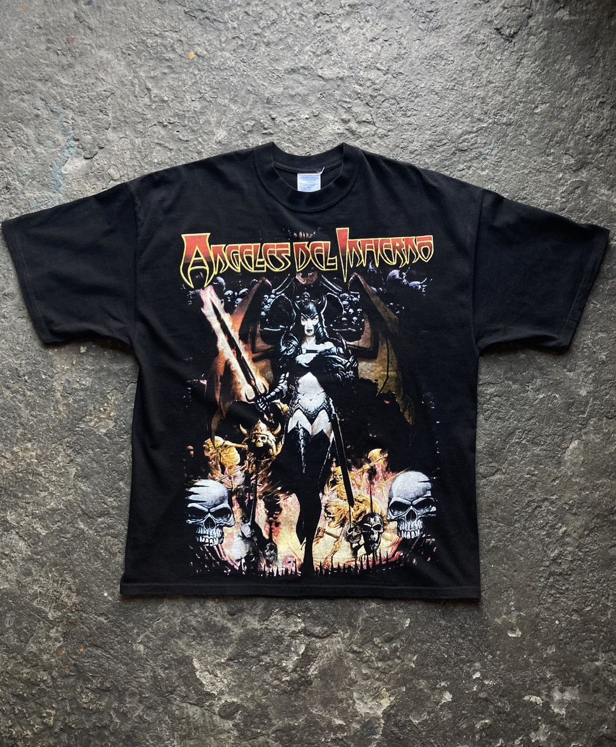 Vintage 90s Ángeles Del Infierno Mexican Bootleg Band Tee, image size:1200x1455