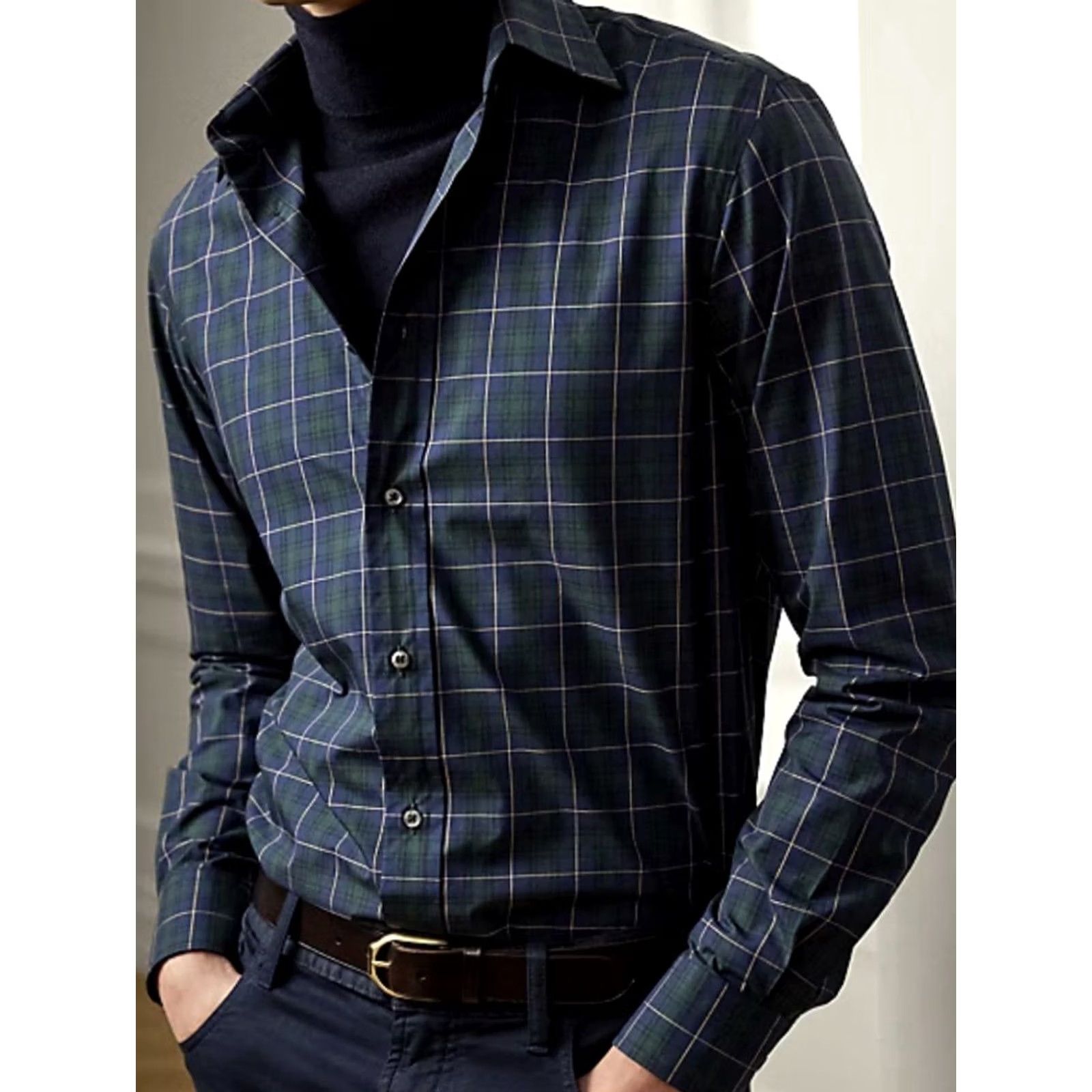 Ralph Lauren Purple Label Ralph Lauren Purple Label Poplin Shirt Blackwatch Navy Plaid Men M NWT Button-Up Collared Long Sleeve, Cotton, Regular Fit, Made in Italy, 495 MSRP Size US M / EU 48-50 / 2 - 4 Thumbnail
