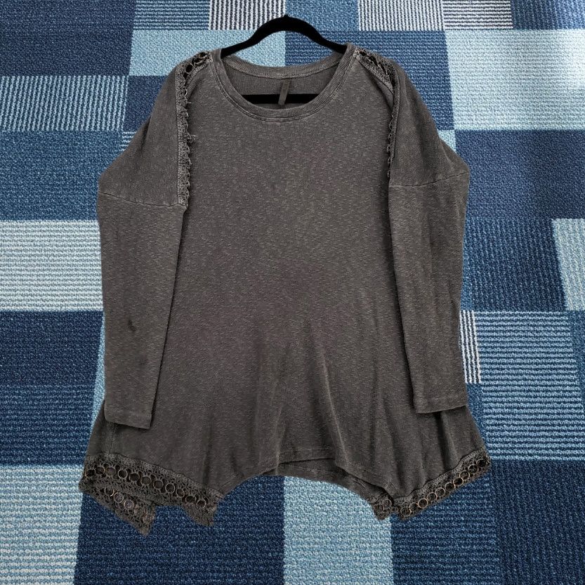 Vintage XCVI Tunic Top Womens M Medium Gray Dolman Oversized Tee Lagenlook Long Sleeve Size M / US 6-8 / IT 42-44 - 1 Thumbnail
