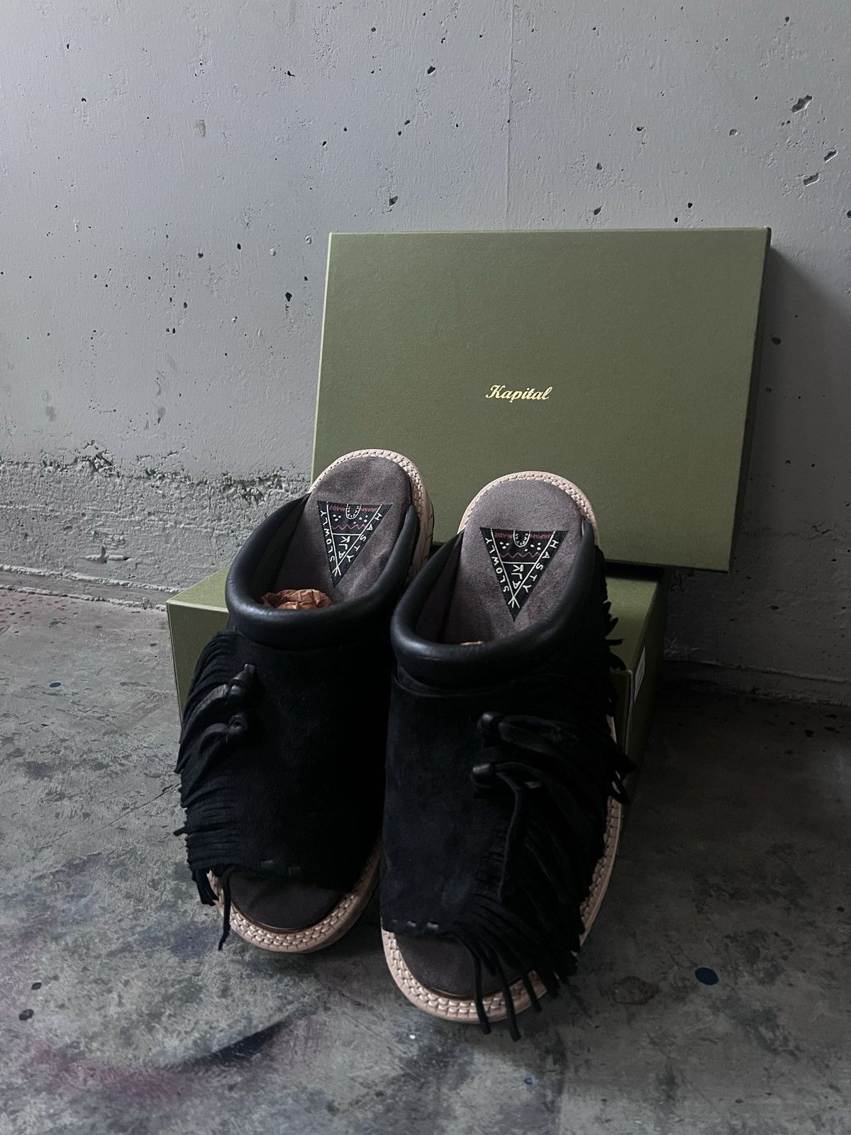 image of Kapital Deer Leather Pueblo Shoes in Black, Men's (Size 10)